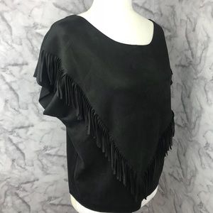 Black NAF NAF Fringed Blouse Top